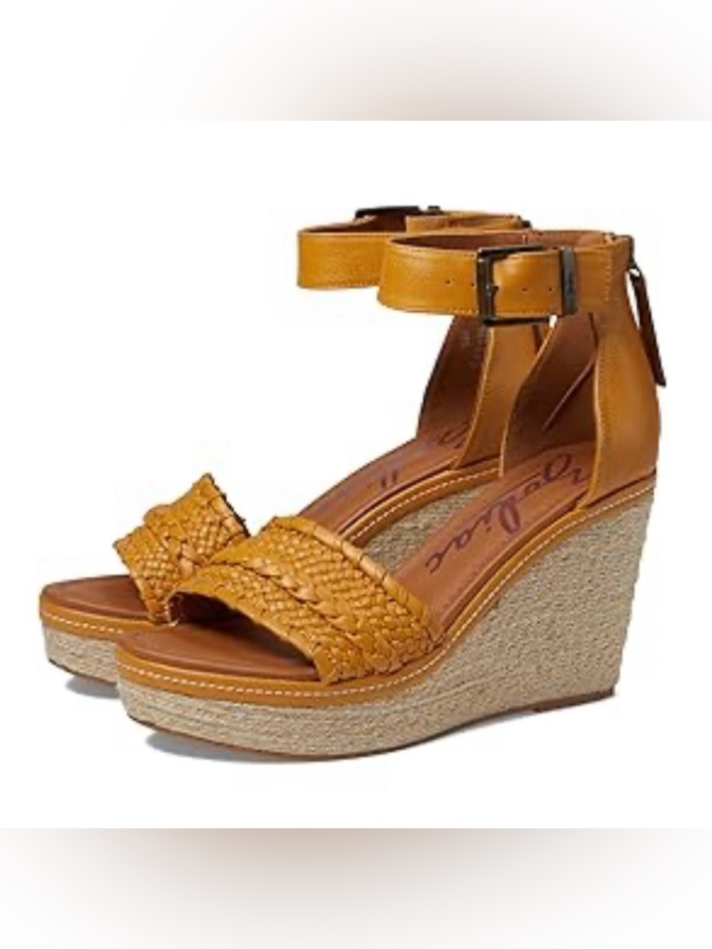 Zodiac Braided Ankle-Strap Espadrille Wedge Sandals in Mustard color, Sz. 6